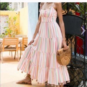 Chicwish Rainbow Candies Striped Maxi Dress